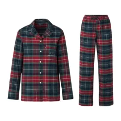 Lexington Holiday Collection 2023 Miranda Pyjamassæt - 2 dele XS - Økologisk bomuld - Rød/blå/grøn