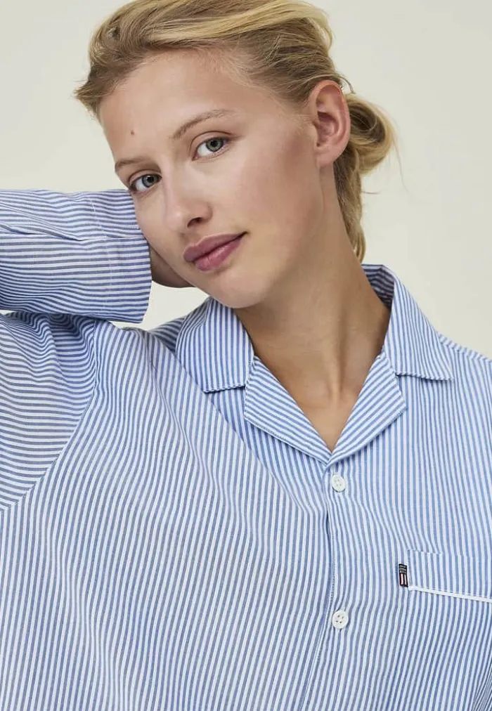 Lexington Pyjamassæt Organic XXL - Bomuld - Blue/White