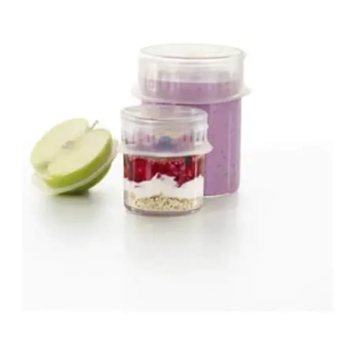 Lékué Stretch Top Låg - 2 stk. Ø 8,5 cm - Platinsilikone - Transparent