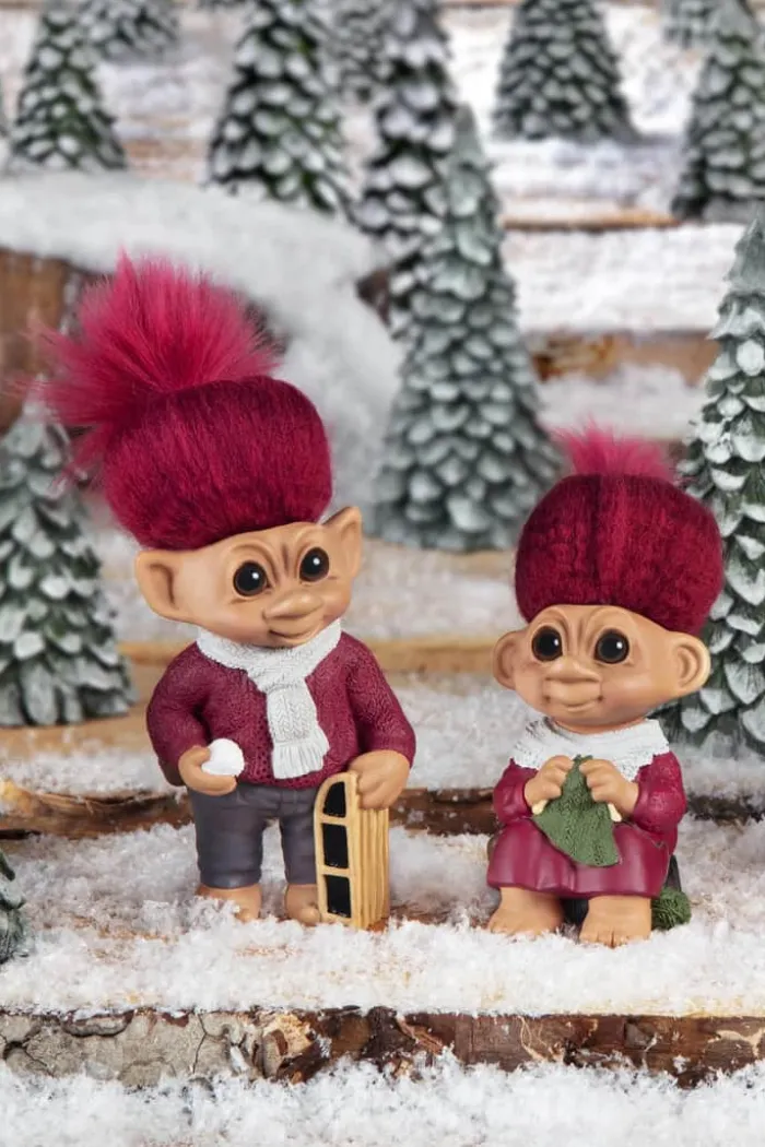 Lykketrold Familien Grandam - Onkel H 19 cm - Specialkeramik - Rød