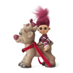 Lykketrold Familien Grandam - Rudolf & Siv H 12 cm - Polyresin - Brun/rød