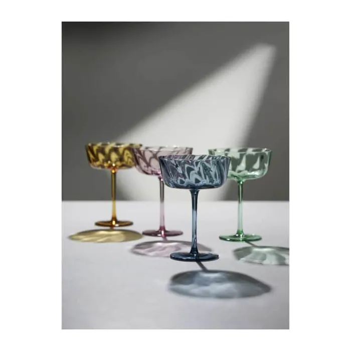Lyngby Glas Vienna Champagneskål - 4 stk. 30 cl - Glas - Brun