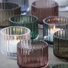 Lyngby Porcelæn Fyrfadsstage H 5,5 cm - Mundblæst glas - Grøn