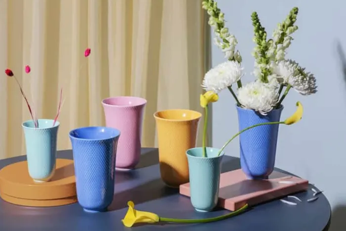 Lyngby Porcelæn Rhombe Color Vase H 15 cm - Porcelæn - Aqua