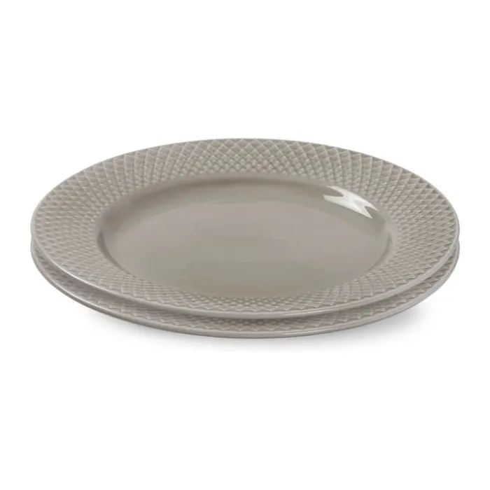 Lyngby Porcelæn Rhombe Earth Frokosttallerken - 2 stk Ø 23 cm - Porcelæn - Clay