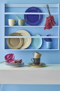 Lyngby Porcelæn Rhombe Earth Frokosttallerken - 2 stk Ø 23 cm - Porcelæn - Clay