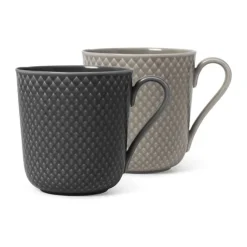 Lyngby Porcelæn Rhombe Earth Krus - 2 stk. 39 cl - Porcelæn - Clay/Slate