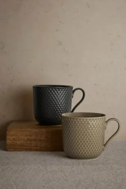 Lyngby Porcelæn Rhombe Earth Krus - 2 stk. 39 cl - Porcelæn - Clay/Slate