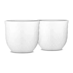 Lyngby Porcelæn Rhombe Æggebæger - 2 stk. H 4,5 cm - Porcelæn - Hvid