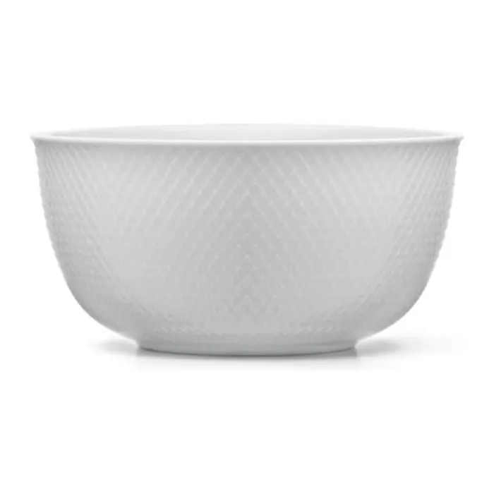 Lyngby Porcelæn Rhombe Serveringsskål Ø 22 cm - Porcelæn - Hvid