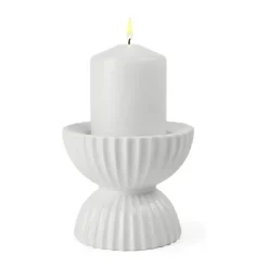 Lyngby Porcelæn Tura Bloklysestage Ø 11,5 cm - Porcelæn - Hvid