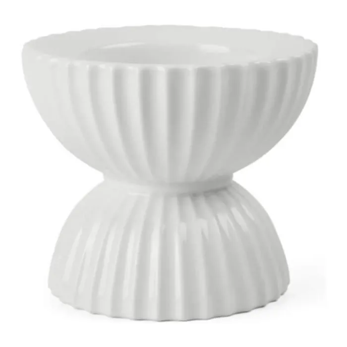 Lyngby Porcelæn Tura Bloklysestage Ø 11,5 cm - Porcelæn - Hvid
