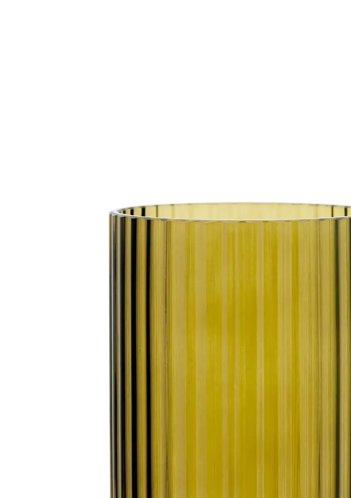 Lyngby Porcelæn Vase H 20,5 cm - Mundblæst glas - Olivengrøn