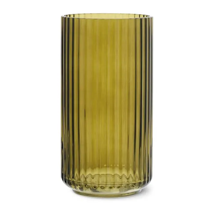 Lyngby Porcelæn Vase H 20,5 cm - Mundblæst glas - Olivengrøn