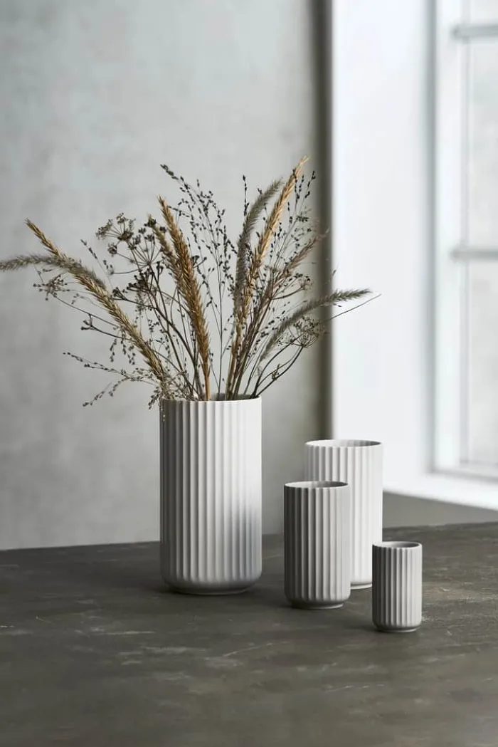 Lyngby Porcelæn Vase H 15,5 cm - Porcelæn - Mat hvid