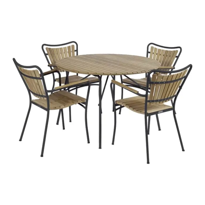 Mandalay Magnolia & Marguerit Havemøbelsæt - 5 dele Teaktræ/aluminium - Grå