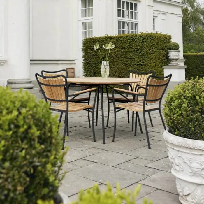 Mandalay Magnolia & Marguerit Havemøbelsæt - 5 dele Teaktræ/aluminium - Grå