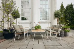 Mandalay Maguerit Loungesæt - 5 dele Aluminium/Teaktræ - Hvid