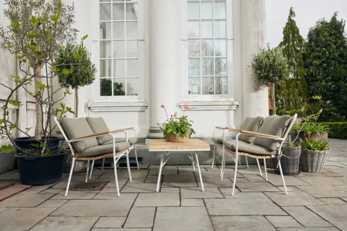 Mandalay Maguerit Loungesæt - 5 dele Aluminium/Teaktræ - Hvid