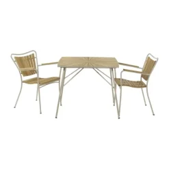 Mandalay Marguerit Cafésæt - 3 dele H 72 x B 83 x L 83 cm - Teaktræ/aluminium - Taupe