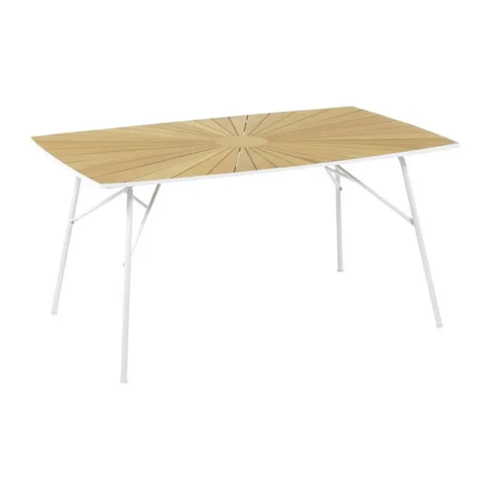 Mandalay Marguerit Havebord H 72 x B 90 x L 144 cm - Teaktræ/aluminium - Hvid