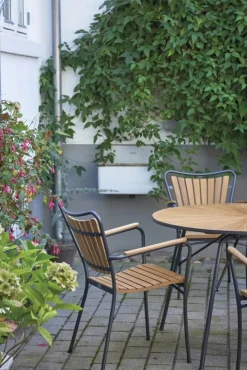 Mandalay Marguerit Havebord Ø 120 cm - Aluminium/teaktræ - Antracit