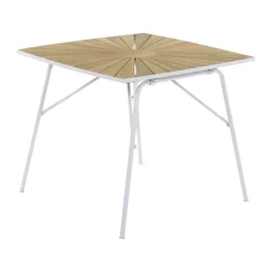 Mandalay Marguerit havebord H 72 x B 83 x L 83 cm - Teaktræ/aluminium - Hvid
