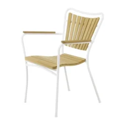 Mandalay Marguerit Havemøbelsæt - 5 dele Ø 120 x H 72 cm - Teaktræ/aluminium - Hvid