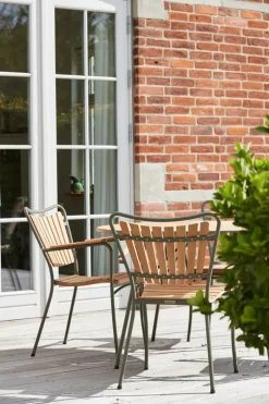 Mandalay Marguerit Havestol H 83/44,5 x D 41 x B 60 cm - Aluminium/teaktræ - Olivengrøn