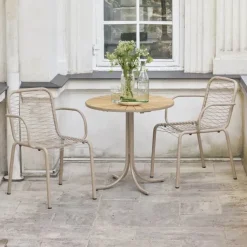 Mandalay Marguerit & Ivy Pipe Cafésæt - 3 dele Teaktræ/rustfrit stål - Taupe