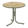 Mandalay Marguerit Loungebord H 45,5 x Ø 50 cm - Aluminium/teaktræ - Olivengrøn
