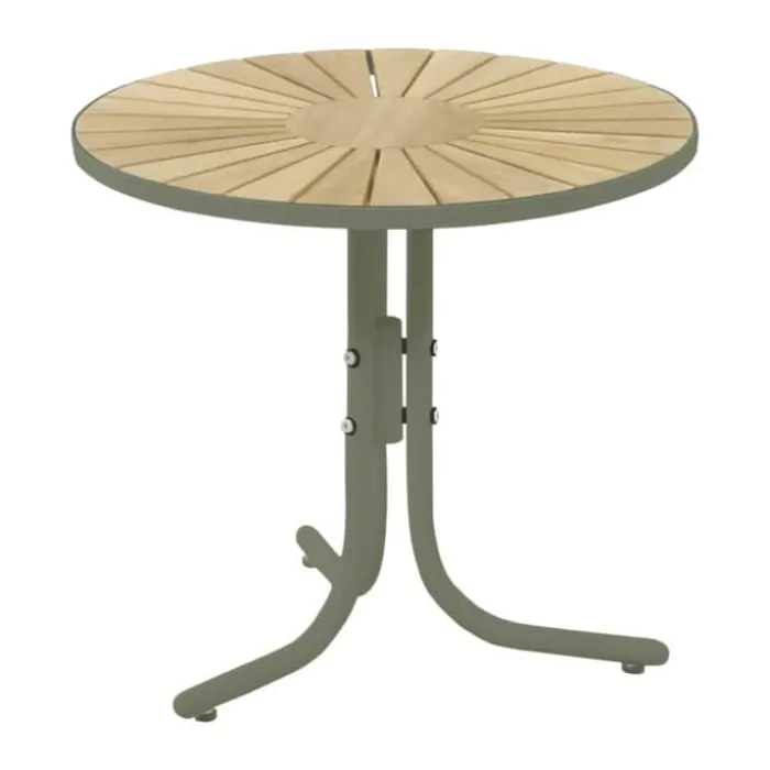 Mandalay Marguerit Loungebord H 45,5 x Ø 50 cm - Aluminium/teaktræ - Olivengrøn