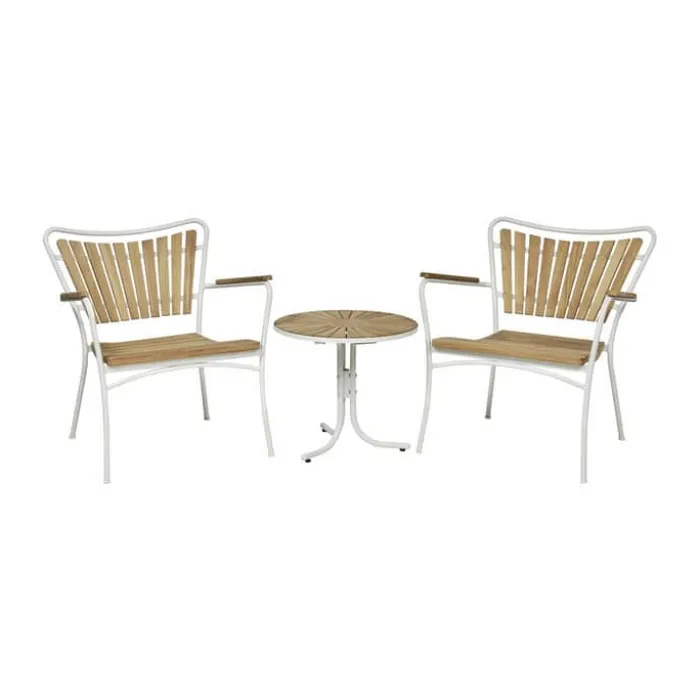 Mandalay Marguerit Loungesæt - 3 dele Aluminium/teaktræ - Hvid/Teak