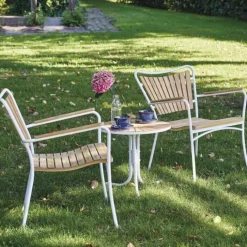Mandalay Marguerit Loungesæt - 3 dele Aluminium/teaktræ - Hvid/Teak