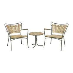 Mandalay Marguerit Loungesæt - 3 dele Aluminium/teaktræ - Olivengrøn/Teak