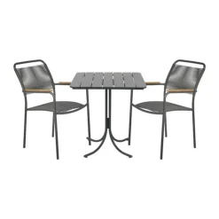 Mandalay Pure Cafésæt - 3 dele H 72 x B 67 x L 67 cm - Laminat/aluminium - Antracit