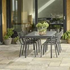 Mandalay Pure Havebord H 72 x B 90,3 x L 197 cm - Kompaktlaminat/aluminium - Antracit