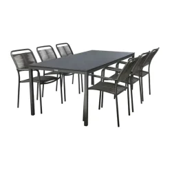 Mandalay Pure & Verona Havemøbelsæt - 7 dele Aluminium/kompaktlaminat/sunloom - Antracit