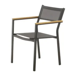 Mandalay Toscana & Elba Cafésæt - 3 dele Aluminium/teaktræ/polyester - Antracit/natur