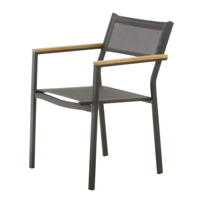 Mandalay Toscana & Elba Cafésæt - 3 dele Aluminium/teaktræ/polyester - Antracit/natur