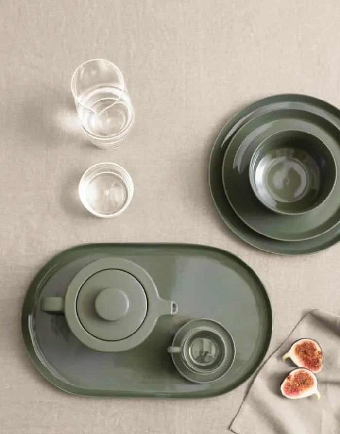 Marc O'Polo Moments Serveringsfad B 24,5 x L 40 cm - Porcelæn - Olive green