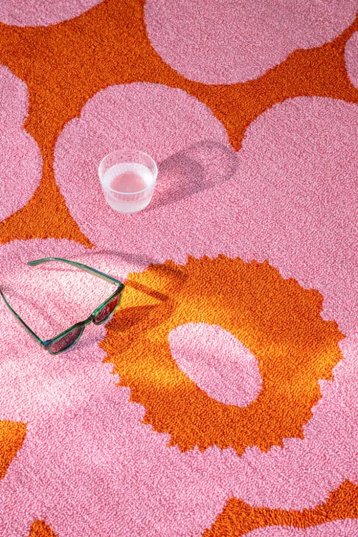 Marimekko by Brink & Campman Unikko Udendørsgulvtæppe B 250 x L 350 cm - Genanvendt PET - Lyserød/orange