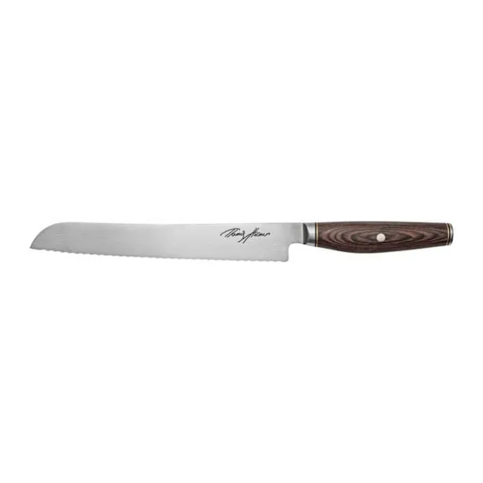 MIYABI Herman Brødkniv L 23 cm - Damaskusstål/pakkatræ