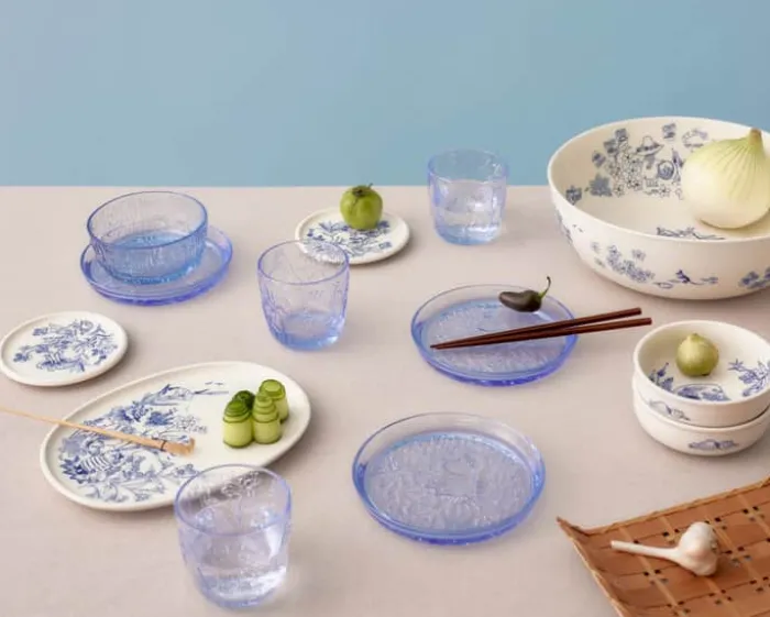 Moomin Arabia Haru Serveringsskål Ø 28 cm - Vitroporcelæn - Hvid/blå