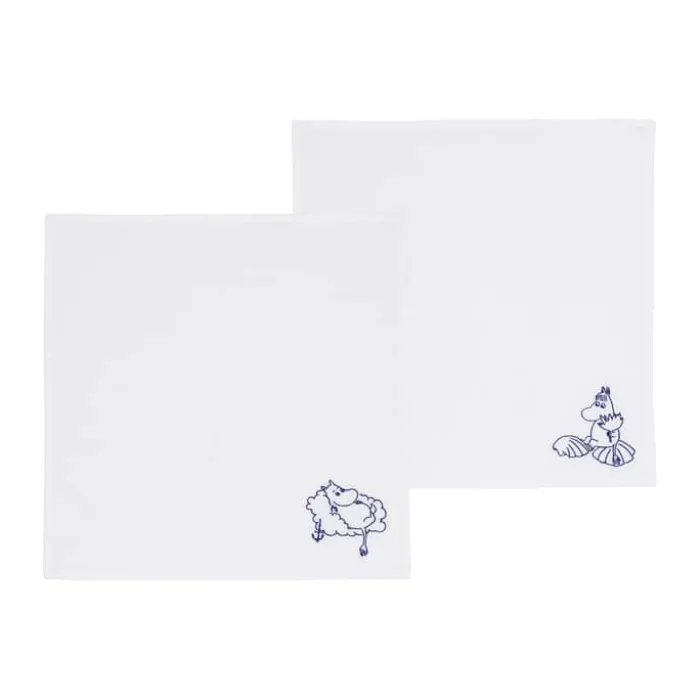 Moomin Arabia Haru Stofservietter - 2 stk. B 45 x L 45 cm - Bomuld - Hvid/blå