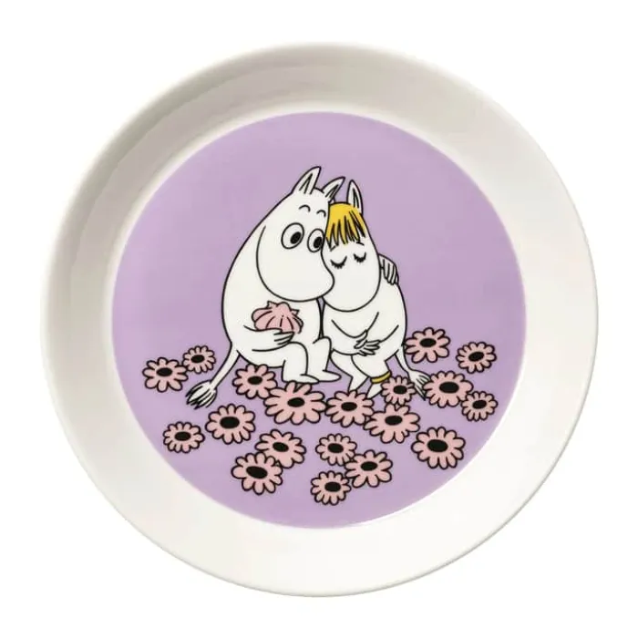 Moomin Arabia Tallerken - Kærester Ø 19 cm - Vitroporcelæn - Lyserød