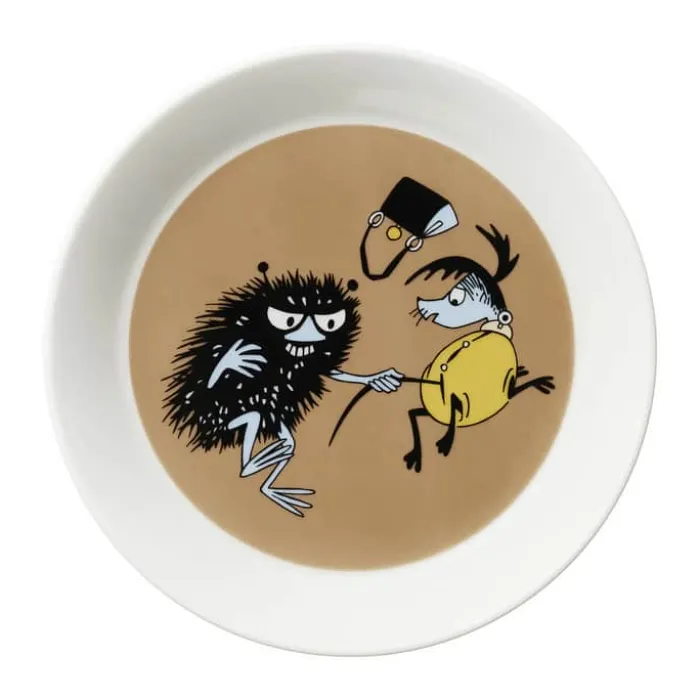 Moomin Arabia Tallerken - Stinky i aktion Ø 19 cm - Vitroporcelæn - Brun