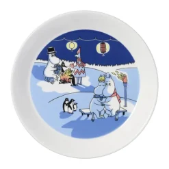 Moomin Arabia Tallerkensæt - Sejlads og Bål - 2 stk. Ø 19 - Vitroporcelæn -Multifarvet