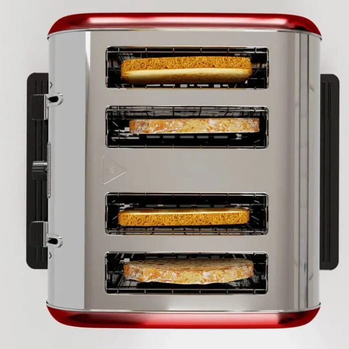 Morphy Richards Venture Brødrister 4 skiver - Flere risteindstillinger - Rød