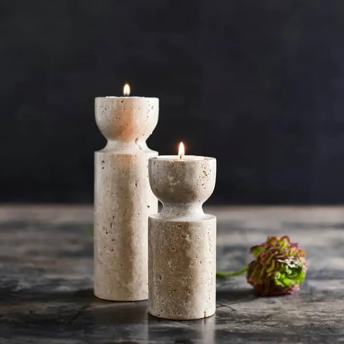 Muubs Minerva Fyrfadsstage - 2 stk. Ø 5,5 cm - Keramik - Creme